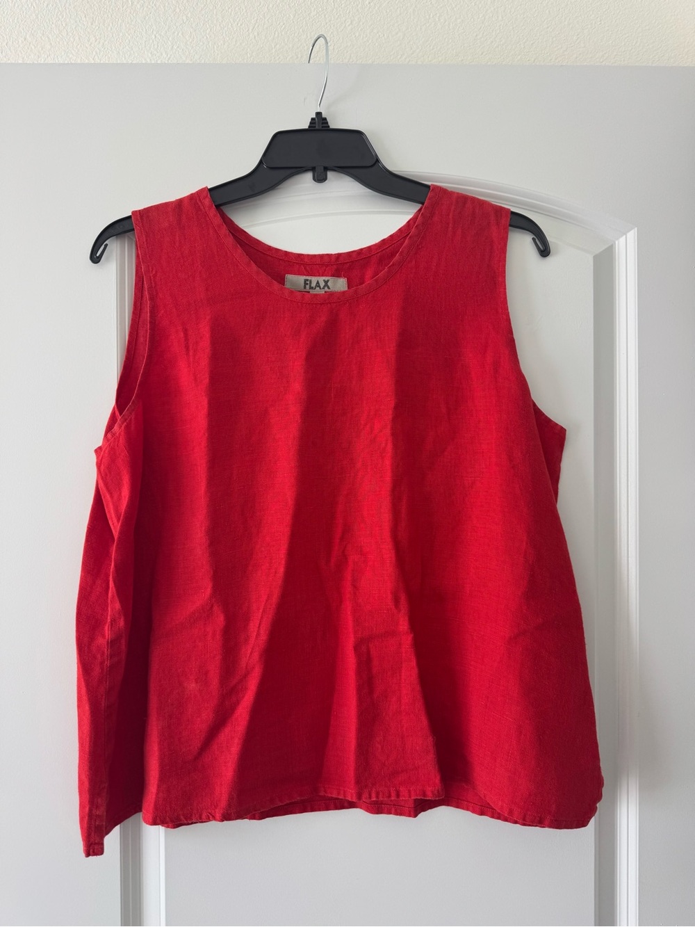 Flax Boxy Oversized 100% Linen Red Sleeveless Tank Top Size L